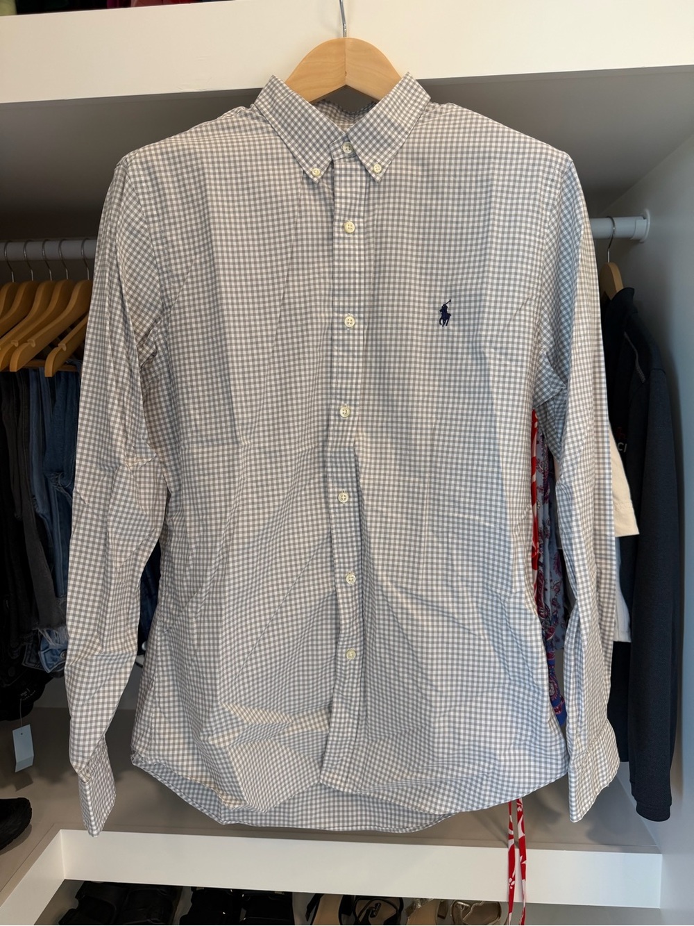 Ralph Lauren Light Blue and White Gingham Button-Down Shirt